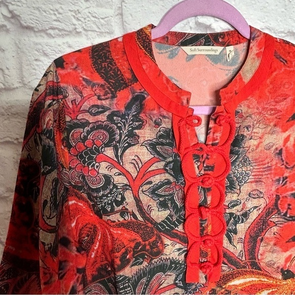 Soft Surroundings Joy Luck Tunic with Chinese Red Knot Buttons - Picture 6 of 11